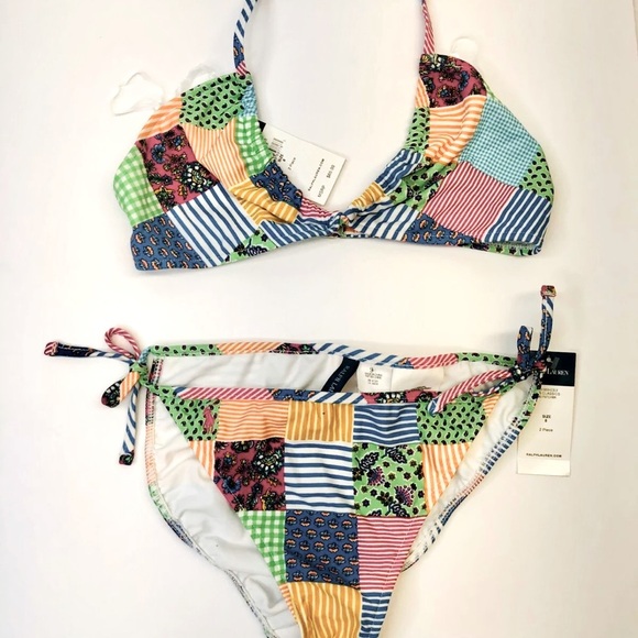 Ralph Lauren girls two pieces swimsuit patch prints size 8 NWT - Picture 1 of 3